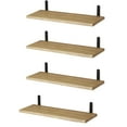 thumbnail image 1 of 16" Floating Shelves Wall-Mounted Rustic Decor Set of 4 Wood Storage Bathroom Shelf Over The Toilet, Rustic Brown, 1 of 5