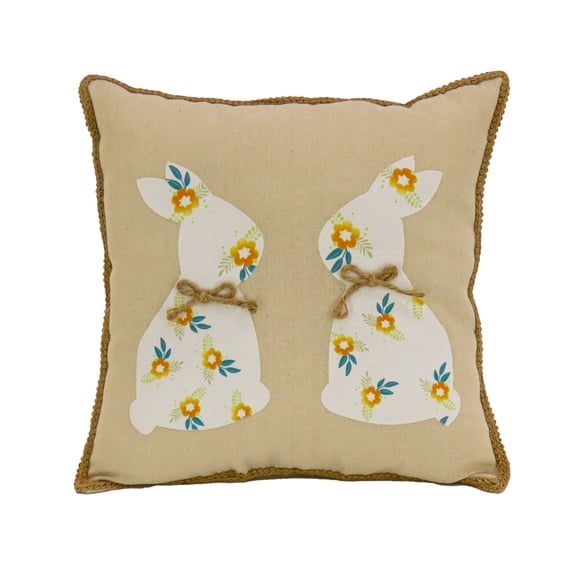 16" Floral Bunny Easter Pillow