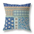 thumbnail image 1 of 16" Flower Castle Patchwork Broadcloth Blown & Closed Pillow Navy Orange Fabric, 1 of 5