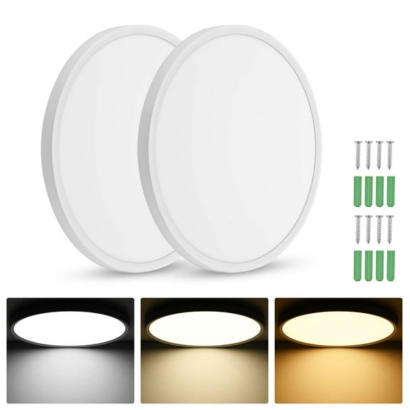 16" Flush Mount Ceiling Light 32W LED 3 Color Kitchen Lamp Home Fixture 2 Pack