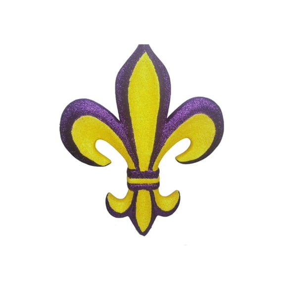 16" Foam Fleur De Lis Sign with Hanger - Purple/Yellow-MZ1782K9