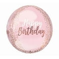 thumbnail image 1 of 16"  Foil Happy Birthday Orbz Balloon with Printed Rose Gold Confetti, 1 of 2