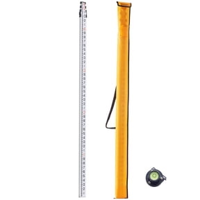 16-Foot Aluminum Grade Rod, 4-Section Telescopic Leveling Stick with Dual-Sided 1/10ft Scale, Alloy Surveying Rod Includes Bubble Level&Case for Construction and Flooring Projects