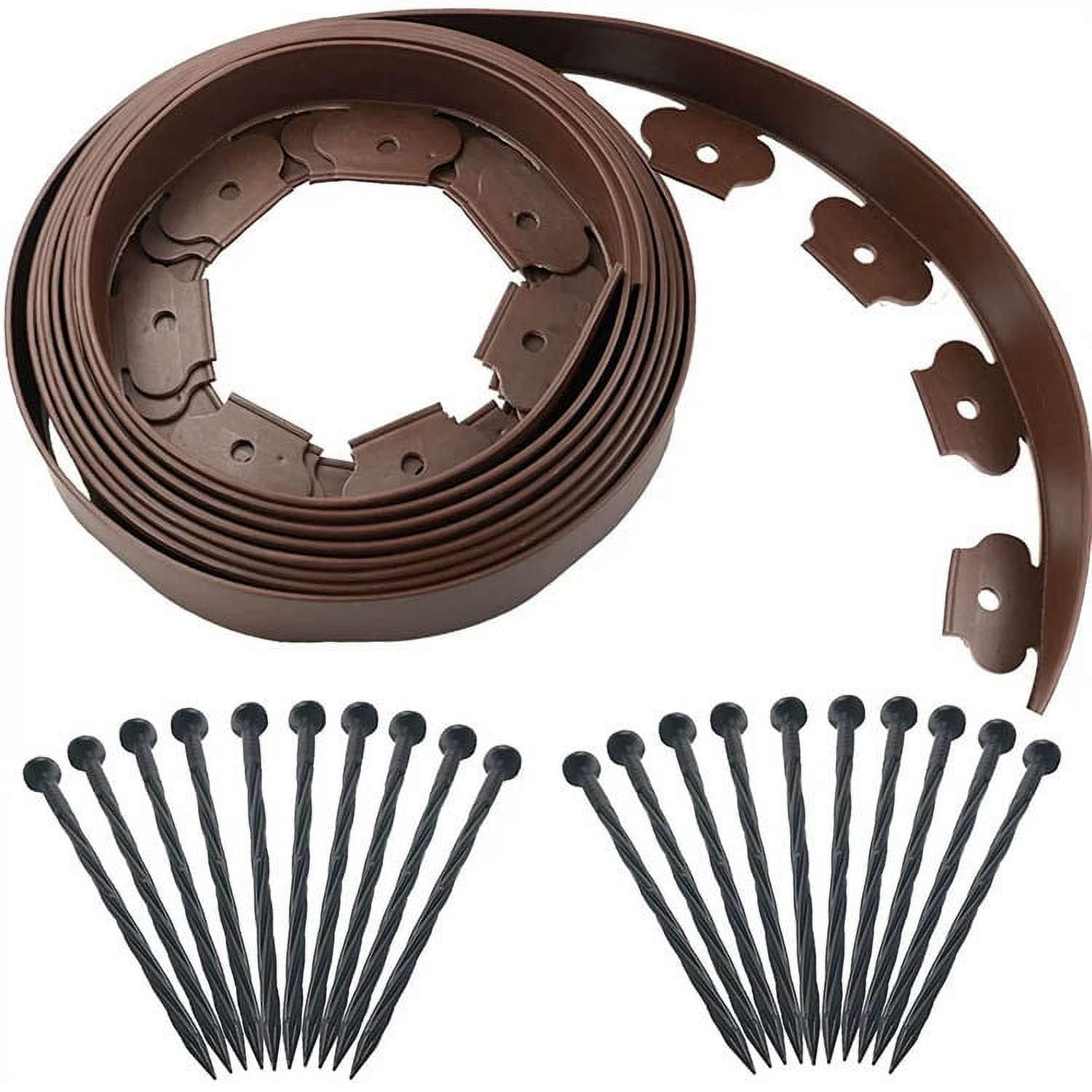 16 Ft Black Plastic Garden Edging Roll Kit, 1.77 In Height, Flexible PE Landscape Border with 40 Spikes for Flower Beds, Trees, Yard and Pathway Edging