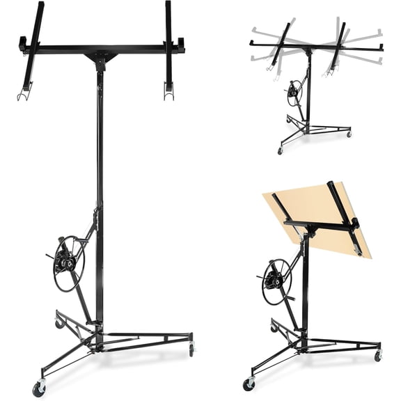 16 Ft Drywall Lift 150 lb Capacity with Telescopic Arm and Locking Wheels