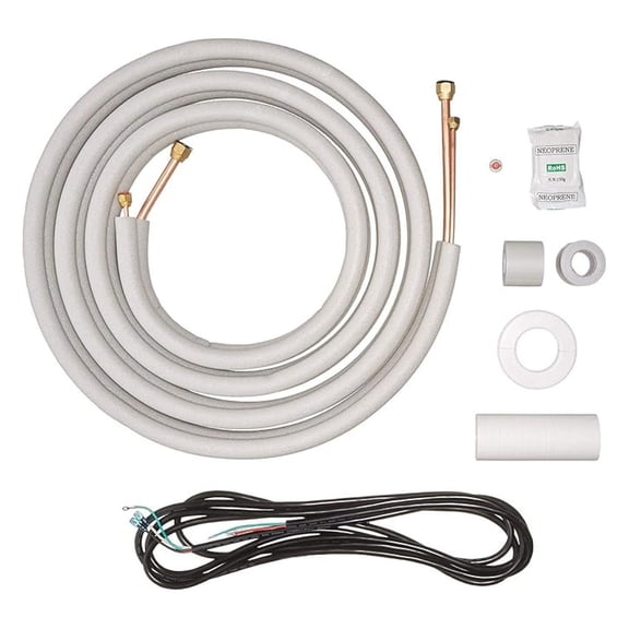 16 Ft. Insulated Copper Line Set for Mini Split Air Conditioner, 3/8" & 5/8" OD, White