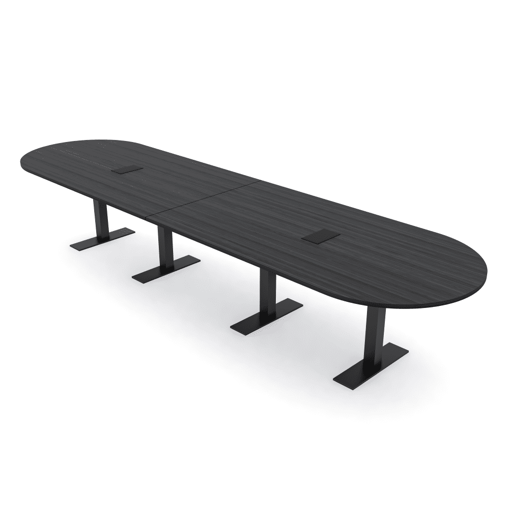 14 Person Modular Racetrack Conference Table Metal T Bases Power Units ...