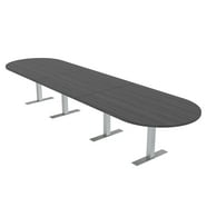 8 Person Racetrack Conference Table With Metal T Bases Electric Units ...
