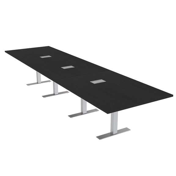 16 Ft Modular Rectangular Conference Table Metal T Bases Power Units