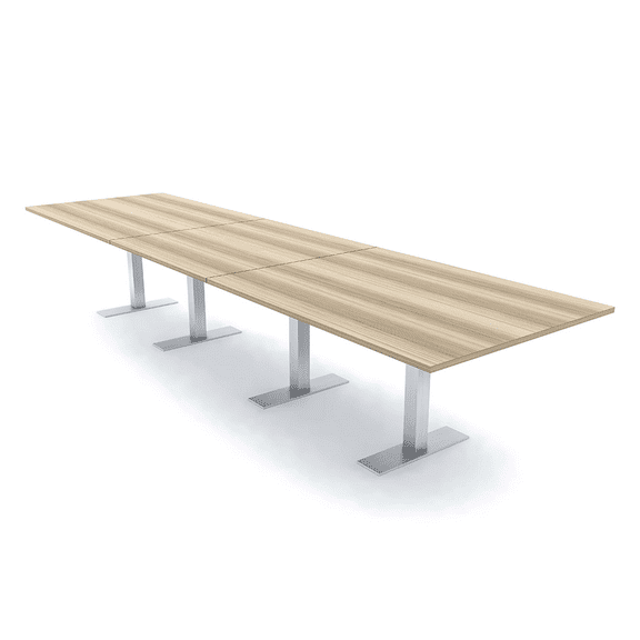 16 Ft Modular Rectangular Conference Table Metal T Bases Power Units