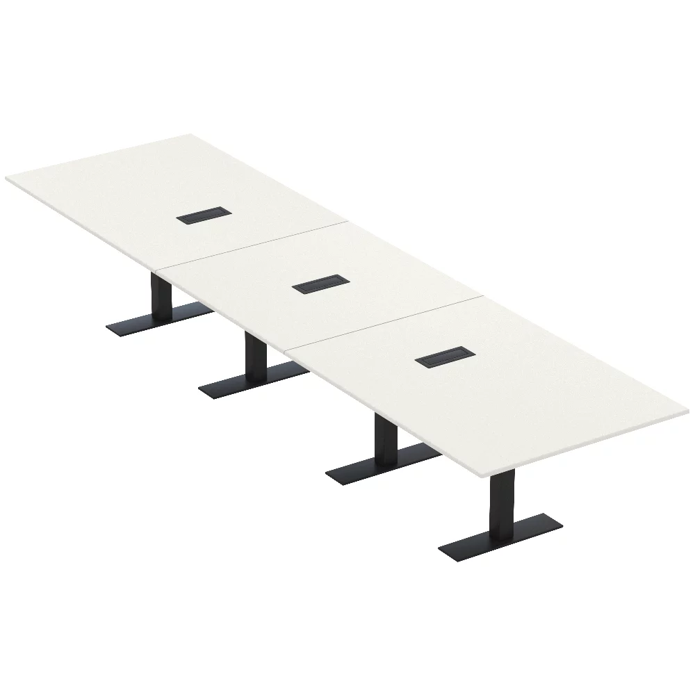 16 Ft Modular Rectangular Conference Table Metal T Bases Power Units ...