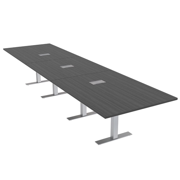 16 Ft Modular Rectangular Conference Table Metal T Bases Power Units