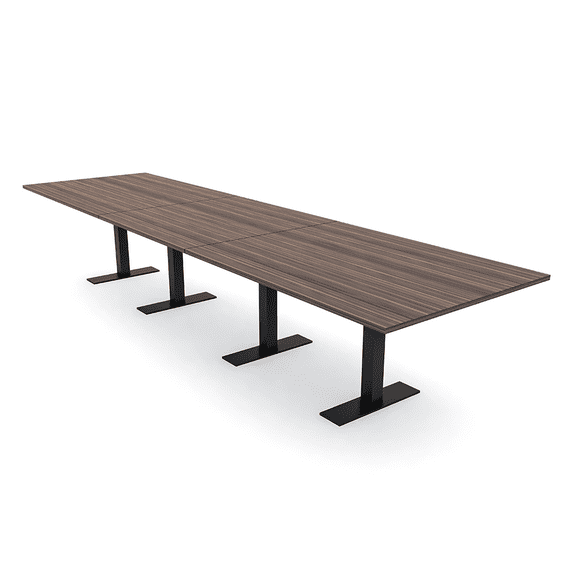 16 Ft Modular Rectangular Conference Table Metal T Bases Power Units