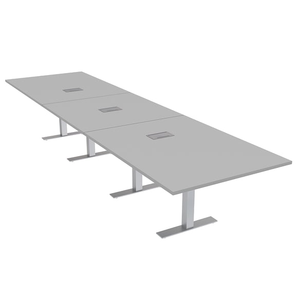 16 Ft Modular Rectangular Conference Table Metal T Bases Power Units