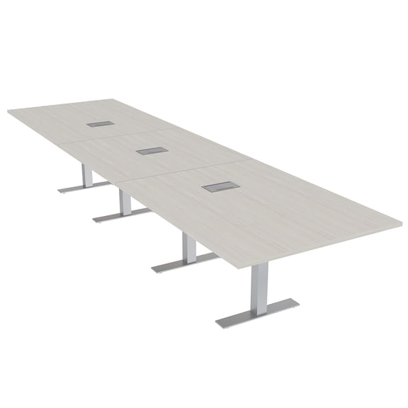 16 Ft Modular Rectangular Conference Table Metal T Bases Power Units