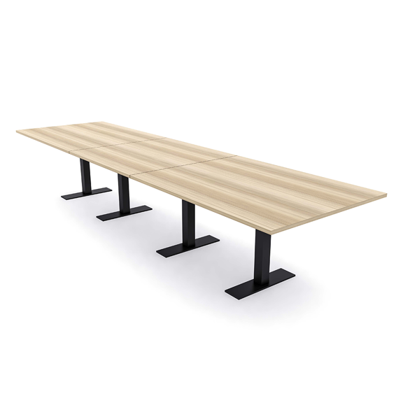 16 Ft Modular Rectangular Conference Table Metal T Bases Power Units