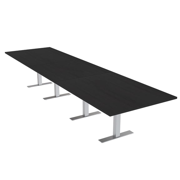 16 Ft Modular Rectangular Conference Table Metal T Bases Power Units