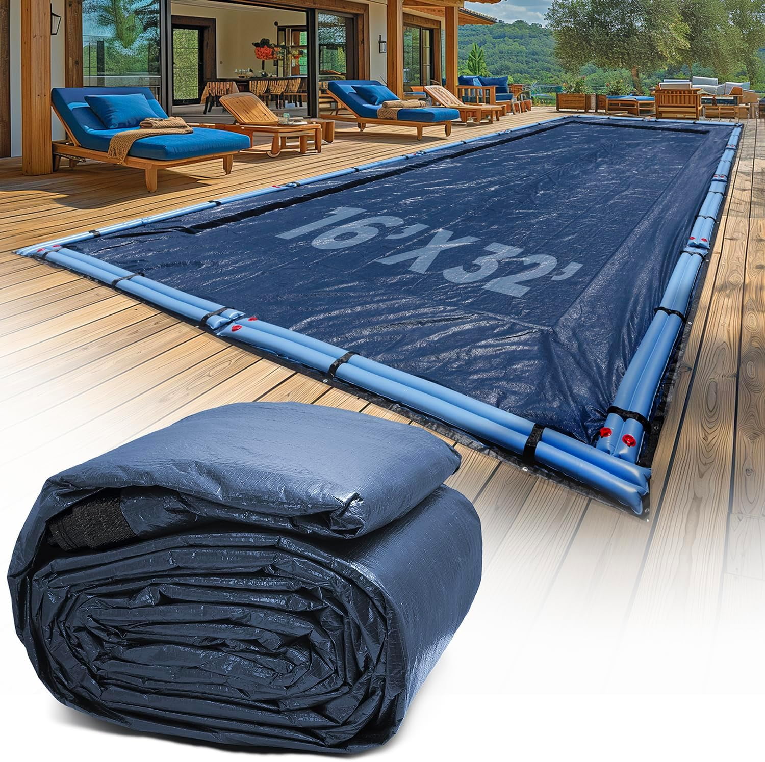 16-Ft x 32-Ft Pool Cover for Inground Pools - Rectangle Winter Pool ...