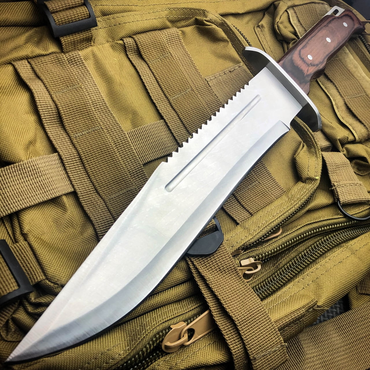 16" Full Tang Hunting Outdoor Rambo Fixed Blade Camping Bowie Knife w Sheath