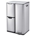 thumbnail image 1 of 16 Gal Kitchen Trash Can with Lid, Triple Compartment Stainless Steel Garbage Can with Foot Pedal and Removable Inner Bucket, Trash and Recycle Bin Combo for Bathroom Home Office, Silver, 1 of 7