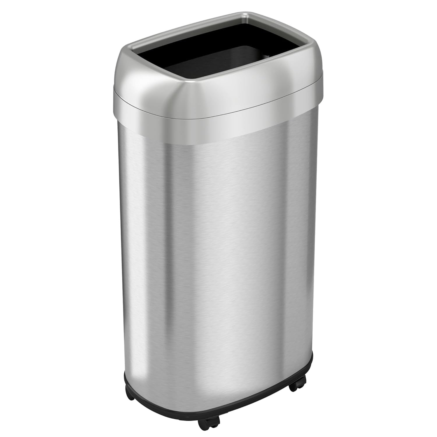 16 Gallon Silver Stainless Steel Wheeled Kitchen Trash Can