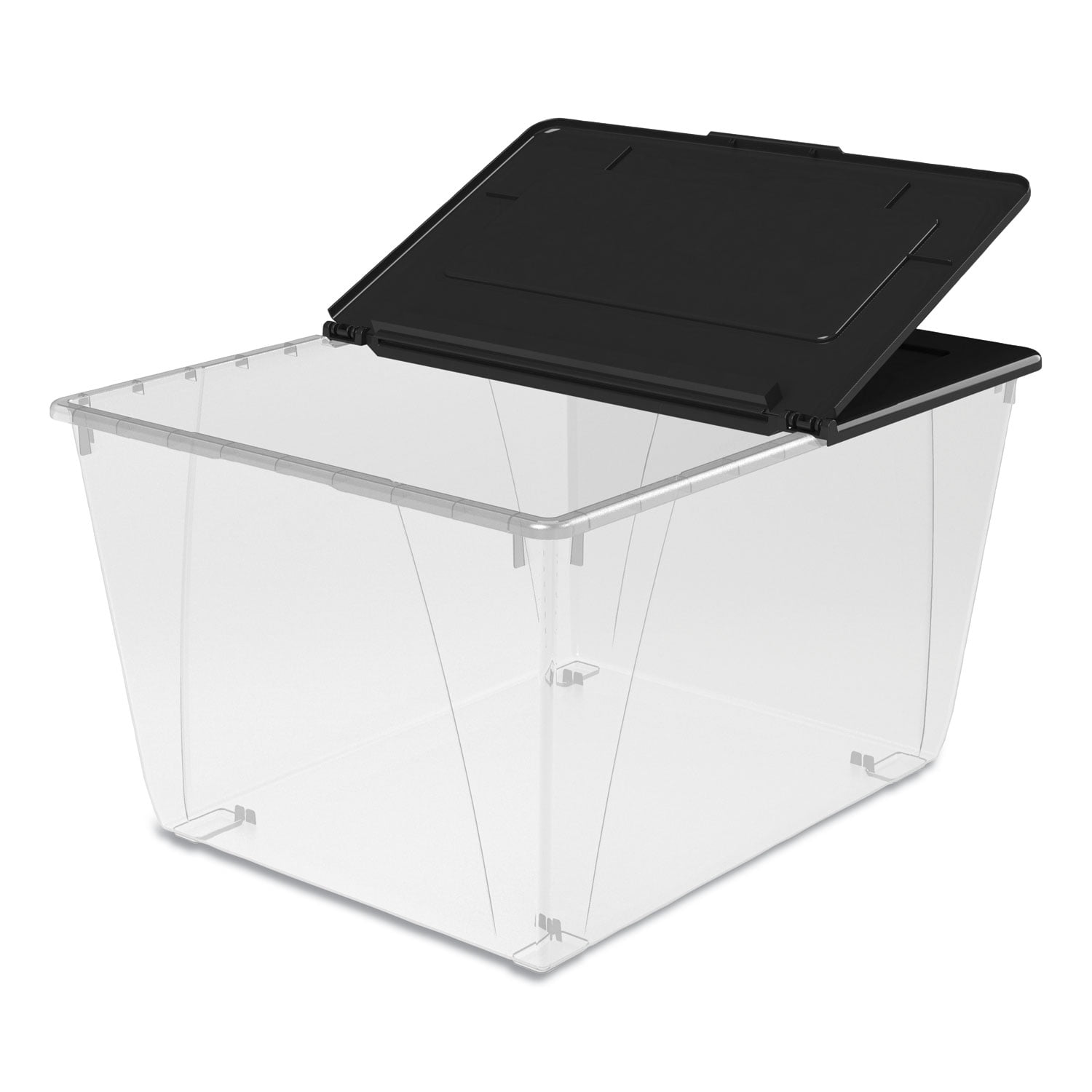 16 Gallon 60 L Storage Tote With Folding Lid Frost Black 4 units pack Walmart