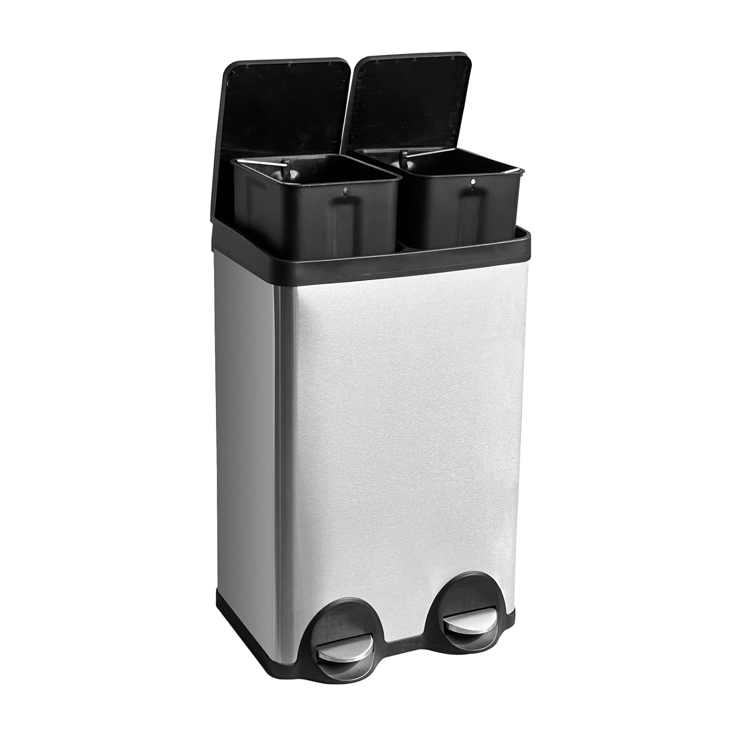 16 Gallon/60 Liter Dual Trash Can, Dual Trash and Recycle Bin with Soft