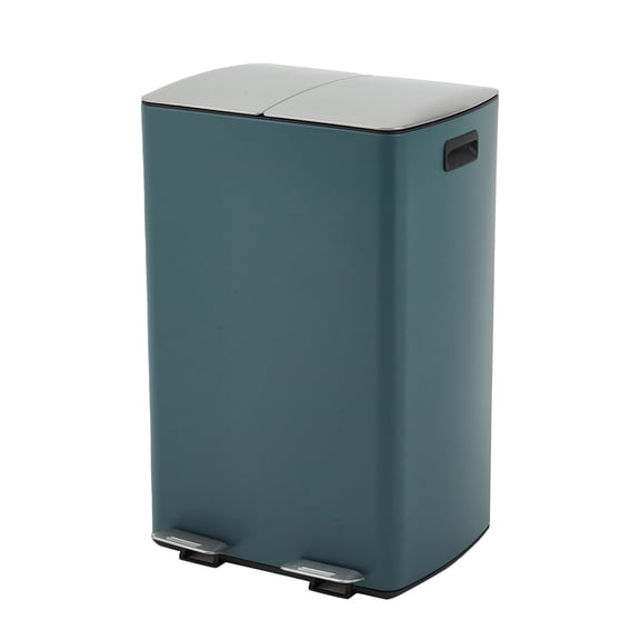 16 Gallon (60L) Dual Compartment Step Trash Can, Stainless Steel Kitchen Garbage Can for Trash and Recycling, Soft Close Lid, Odor Control, Hands Free