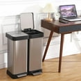 thumbnail image 1 of 16 Gallon/ 60L Dual Kitchen Trash Can, 2x8 Gallon Stainless Steel Double Garbage Can with Inner Bucket, Two Compartment Step Recycle Bin with Soft-Close Lid for Kitchen, Office, 1 of 7