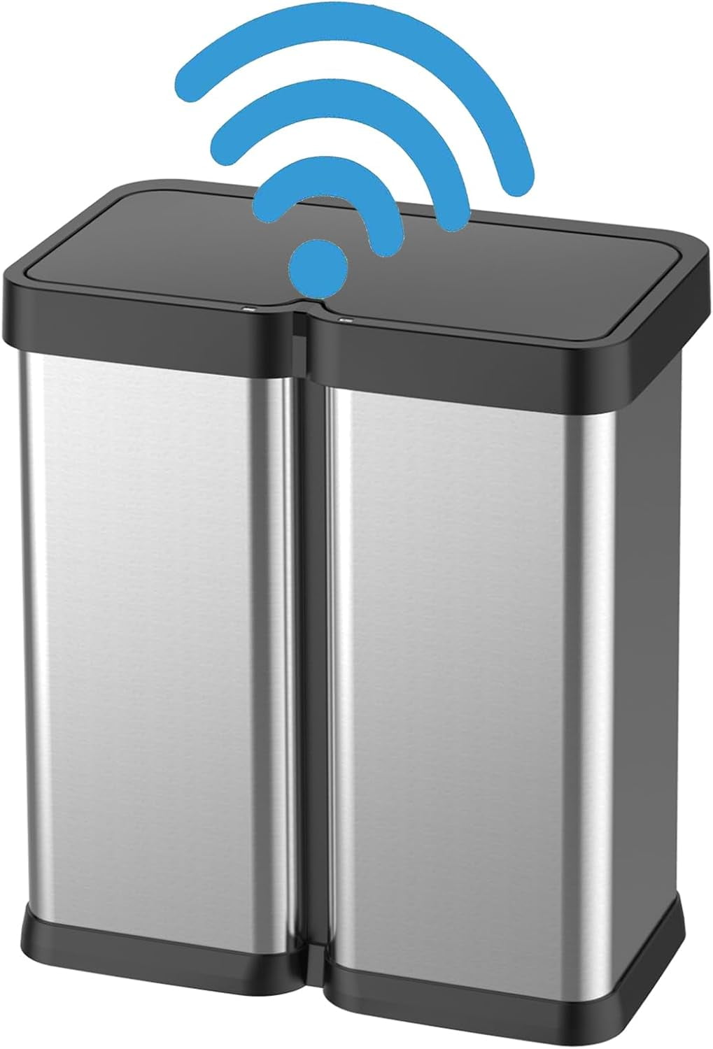 16 Gallon Automatic Trash Can, 30L+30L Stainless Steel Dual Garbage & Recycle Bin, Touchless Automatic Garbage Can, Soft Close Lid, Classified Garbage Can for Kitchen Living Room Office