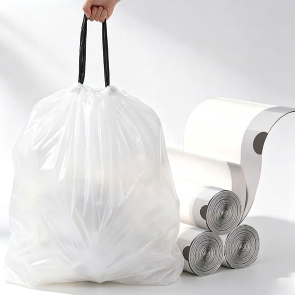 16 Gallon Drawstring Trash Bags, Lavender Scented, Heavy Duty Plastic, Household Use