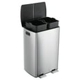 thumbnail image 1 of 16 Gallon Dual Compartment Trash Can, Stainless Steel Recycling Bin with Soft-Close Lids, Foot Pedals & Dual Inner Buckets, 60L Commercial Garbage Can for Kitchen, Silver, 1 of 9