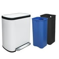 thumbnail image 1 of 16 Gallon Dual Trash Can, Kitchen Recycling Bins with 2 x 8 Gallon Compartments, 2 Plastic Removable Liners, Soft-Close Lid, Stainless Steel Step Trash Can, White, 1 of 18