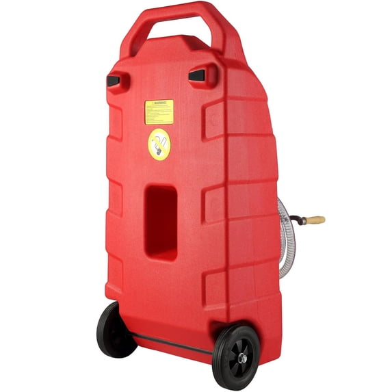 16 Gallon Fuel Caddy, 7.8 L/min, Portable Gas Storage Tank Container with Hand Pump Rubber Wheels, Fuel Transfer Storage Tank for Gasoline Diesel Machine Oil Car Mowers Tractor Boat Motorcycle