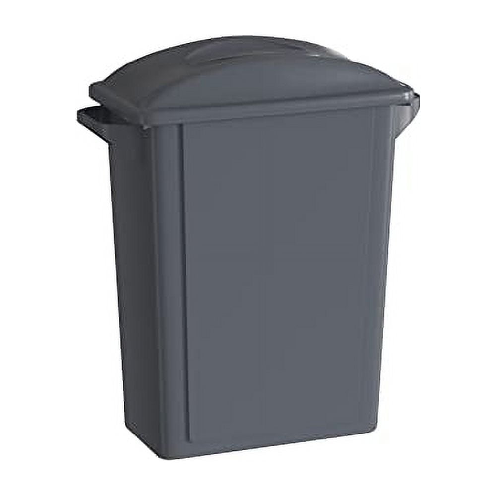 16 Gallon Gray Slim Jim Trash Can With Flat Lid With Handle
