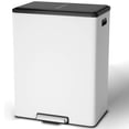 thumbnail image 1 of 16 Gallon Kitchen Trash Can, 30L+30L Step Dual Recycling Bin with 2 Removable Barrel, Wide Step Pedal, Soft Close Lid, Large Stainless Steel Garbage Can for Home and Office, 1 of 7