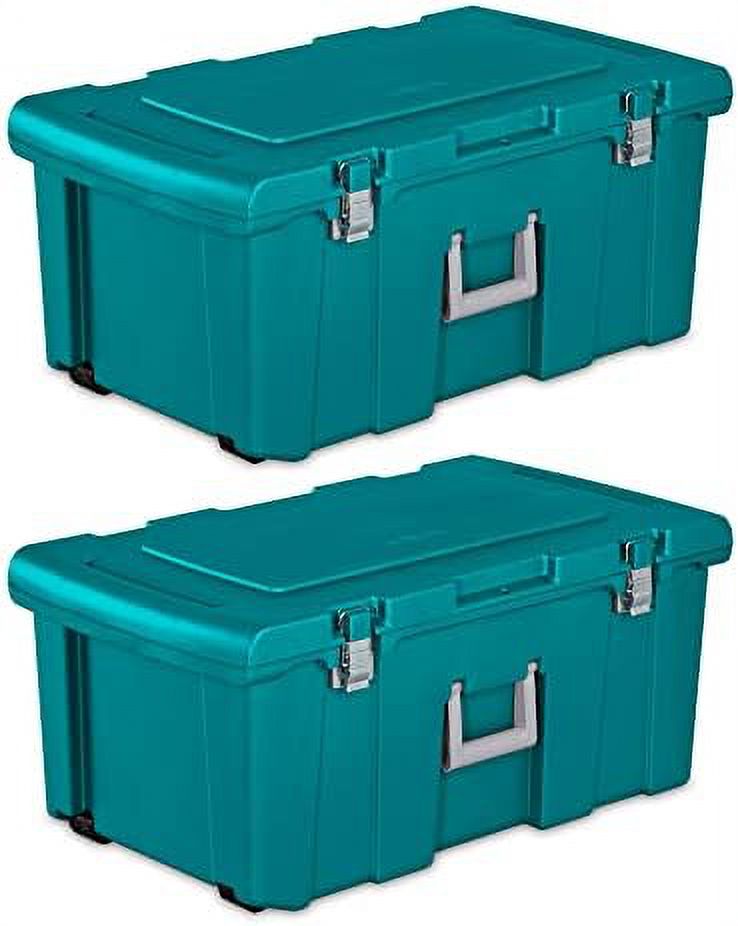 16 Gallon Lockable Storage Tote Footlocker Toolbox Container Box With
