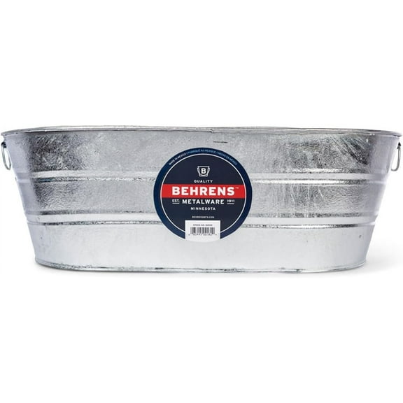 16 Gallon Round Galvanized Weatherproof Steel Tub with Wire Handle and Offset Bottom for Indoor Home and Outdoor Garden Use, Silver