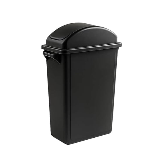 16 Gallon Slim Rectangular Garbage Can with Dome Lid - Black