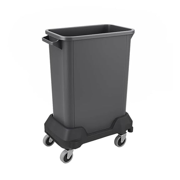 16 Gallon Slim Rectangular Garbage Can with Wheels - Gray