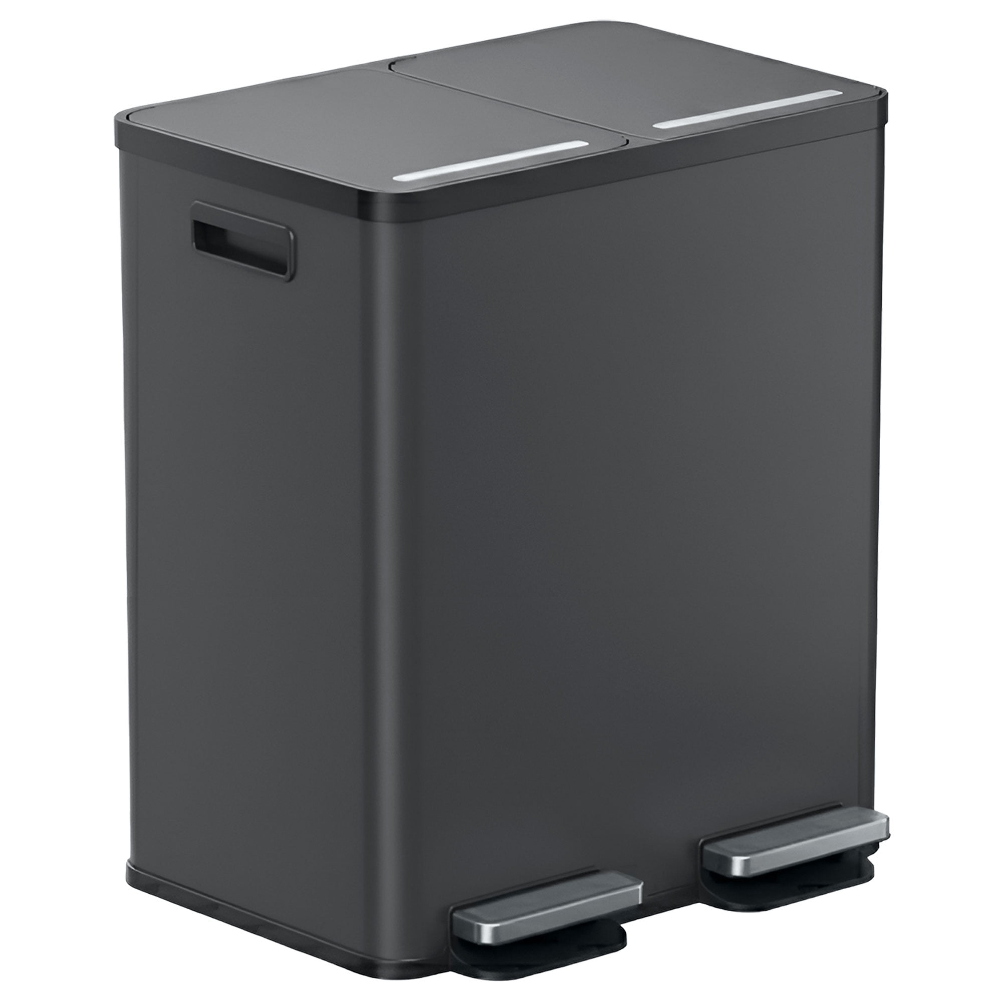 iTouchless 16 Gallon Kitchen Dual Trash & Recycling Bin with AbsorbX Odor Filters Matte Gray