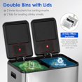 thumbnail image 1 of 16 Gallon Stainless Steel Foot Pedal Trash Can,Rectangular Removable Inner Buckets Dual Compartment Recycling Large Capacity 60 Liter (30Lx2) Kitchen Garbage Can with Soft Close Li, 1 of 7