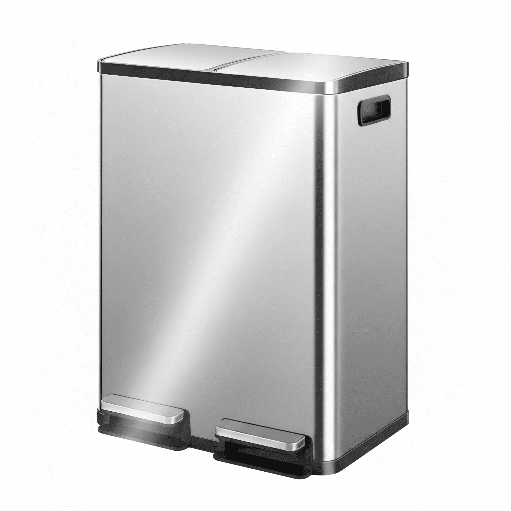 16 Gallon Trash Can with Lid, 60L Stainless Steel Dual Compartment Large Capacity Recycling Bin Garbage Can with Removable Inner Bucket for Kitchen
