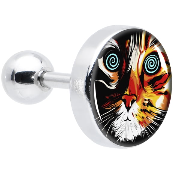 16 Gauge 1/4 Colorful Trippy Cat Cartilage Tragus Earring