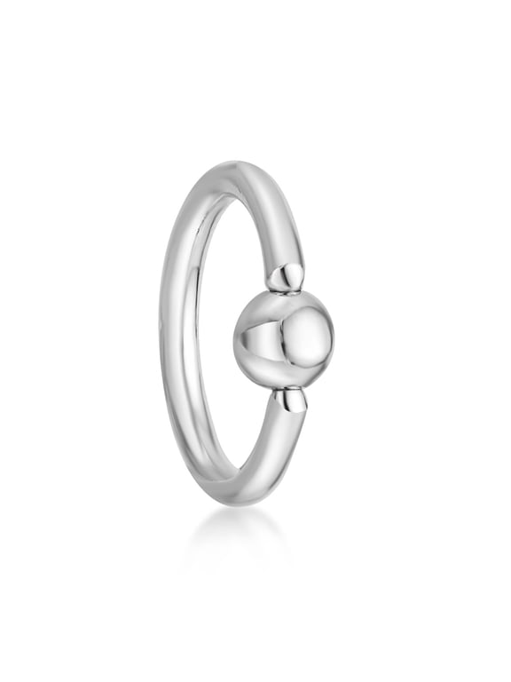 16 Gauge 14K White Gold Captive Bead Universal Hoop Ring, 5/16 8MM