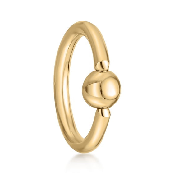16 Gauge 14K Yellow Gold Captive Bead Universal Hoop Ring