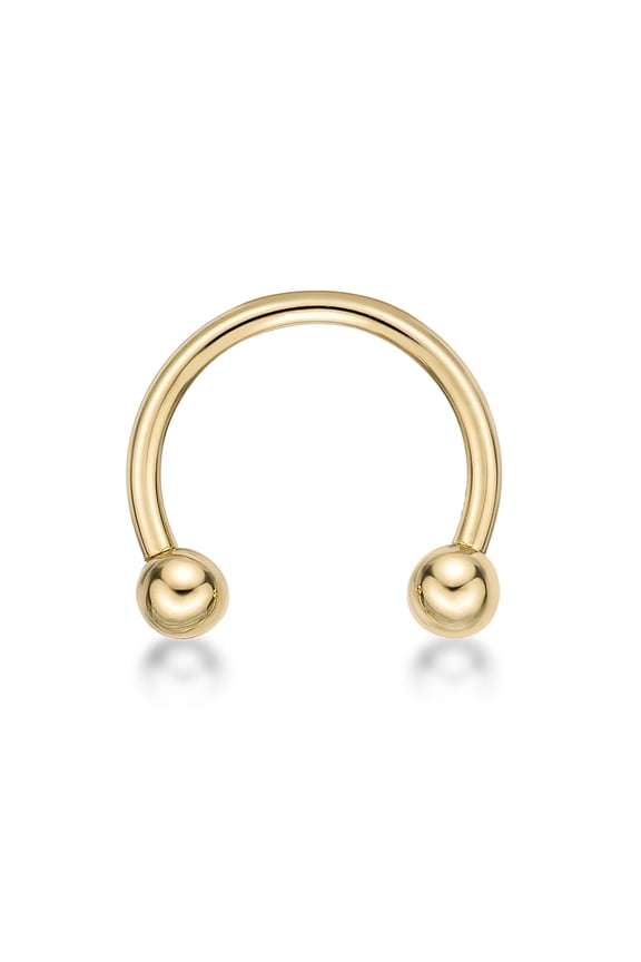 16 Gauge 14K Yellow Gold Circular Barbells Horseshoe Eyebrow Ring, 3/8