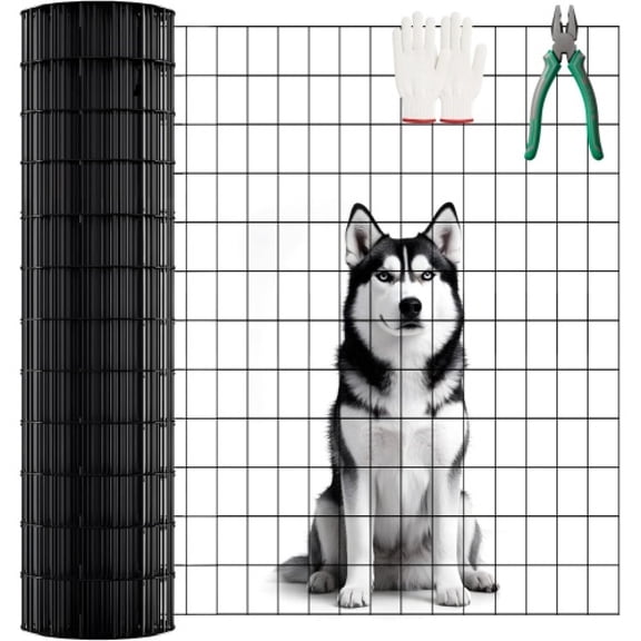 16 Gauge 2/3 Inch Black Vinyl Coated Welded Wire Mesh, Rust-Resistant Metal Fence Roll, Flexible Protective Net for Poultry, Pets, Garden and DIY Projects
