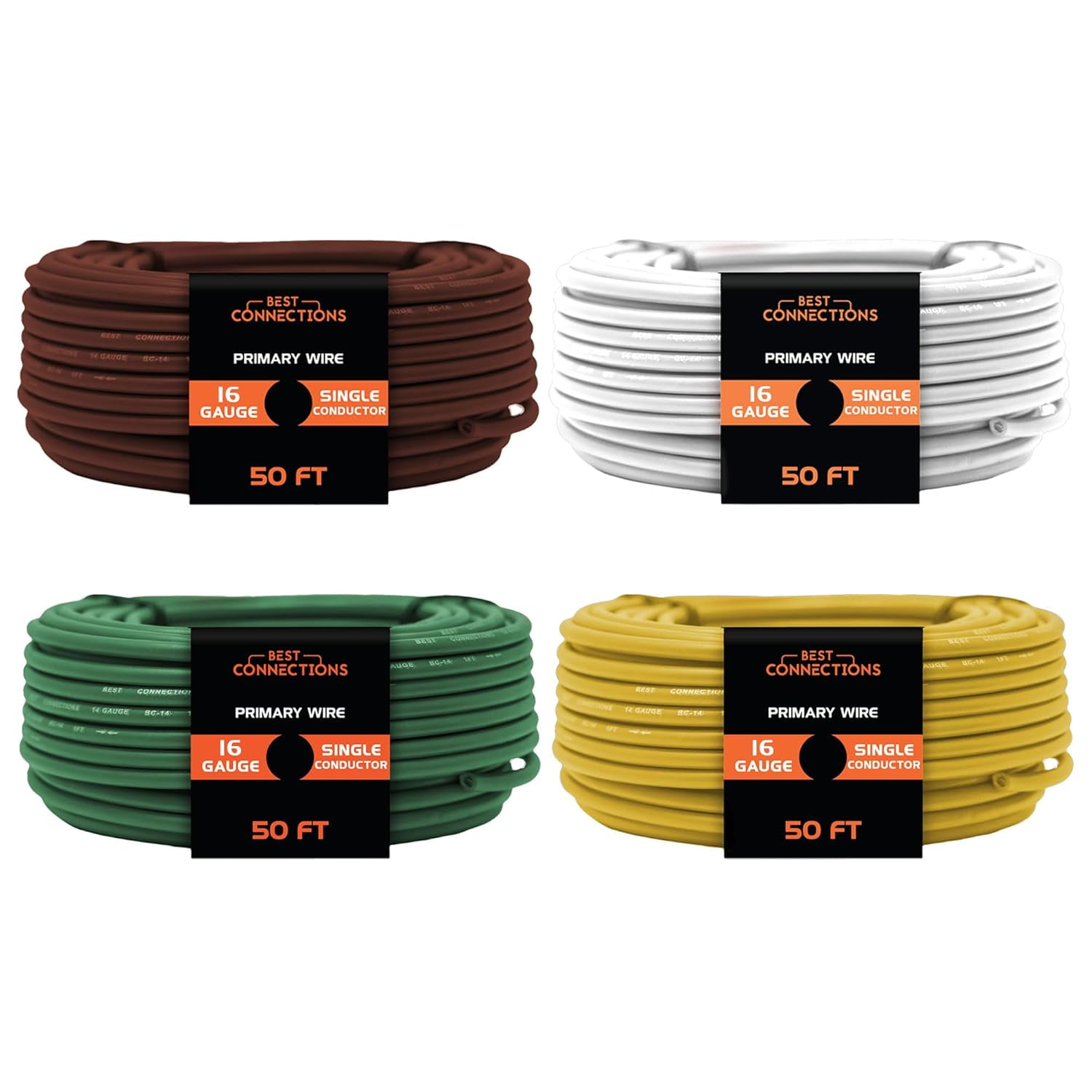 16 Gauge Automotive Primary Wire - 100ft Roll Color-Coded For Car Audio, Lighting & Electrical Projects