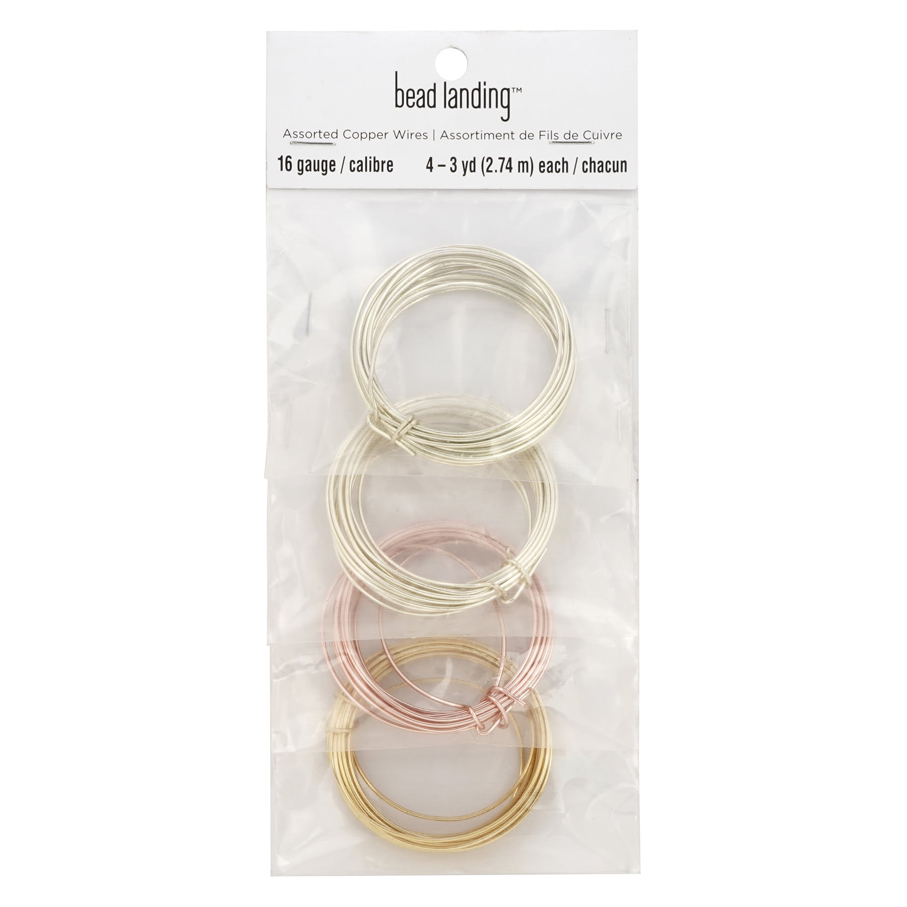 Bead Landing 16 Gauge Copper Wire Assortment - 3 Yards Per Roll, 48 Rolls Total in Gold, Rose Gold, Silver & Copper Finishes for Jewelry Making & Wire Wrapping, 12 Pack